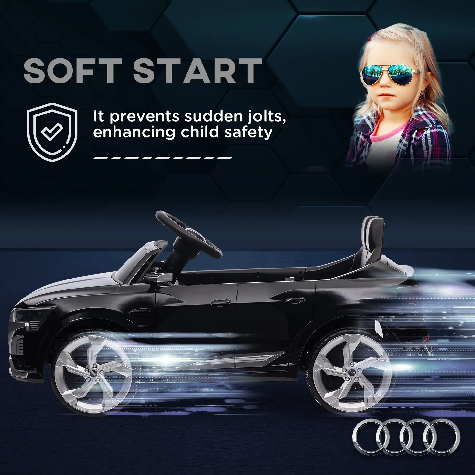 12V Kids Electric Car, Audi Q8 E-Tron Sportback, Remote Control, Black Electric Toy Cars at Gallery Canada
