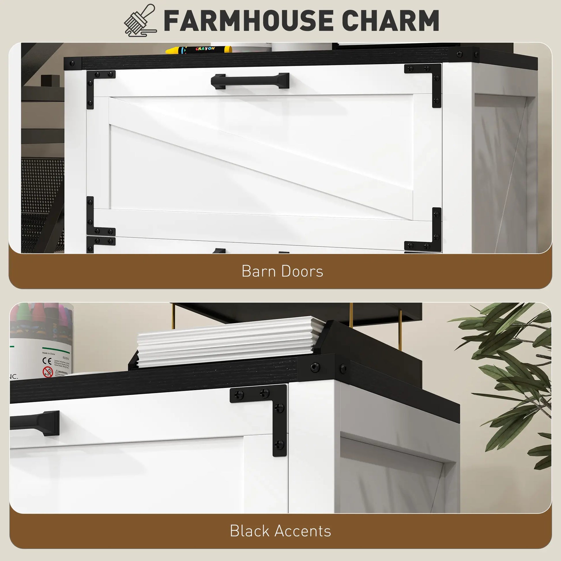 2 Drawer Filing Cabinet, Farmhouse Office Storage, Adjustable Hanging Bars, Letter, A4, Legal Size, White Office Cabinets & Cupboards at Gallery Canada