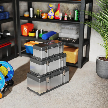 3 Pc Stainless Steel Tool Box Set, With Tray, Handles, Latches Tool Organizers at Gallery Canada
