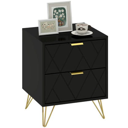 Modern Bedside Table, 2 Drawer Nightstand, Black Bedside Tables at Gallery Canada