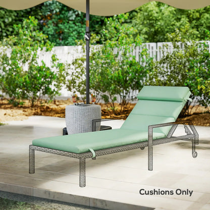 Patio Chaise Lounge Chair Cushion, With Headrest And Ties, Green Patio Chair Cushions at Gallery Canada