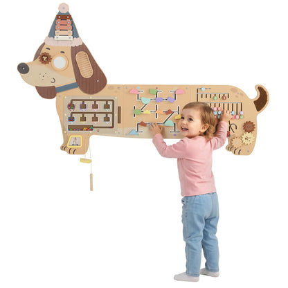 Tableau d'activités mural en bois, Panneau sensoriel Montessori, Teckel, Tout-petit