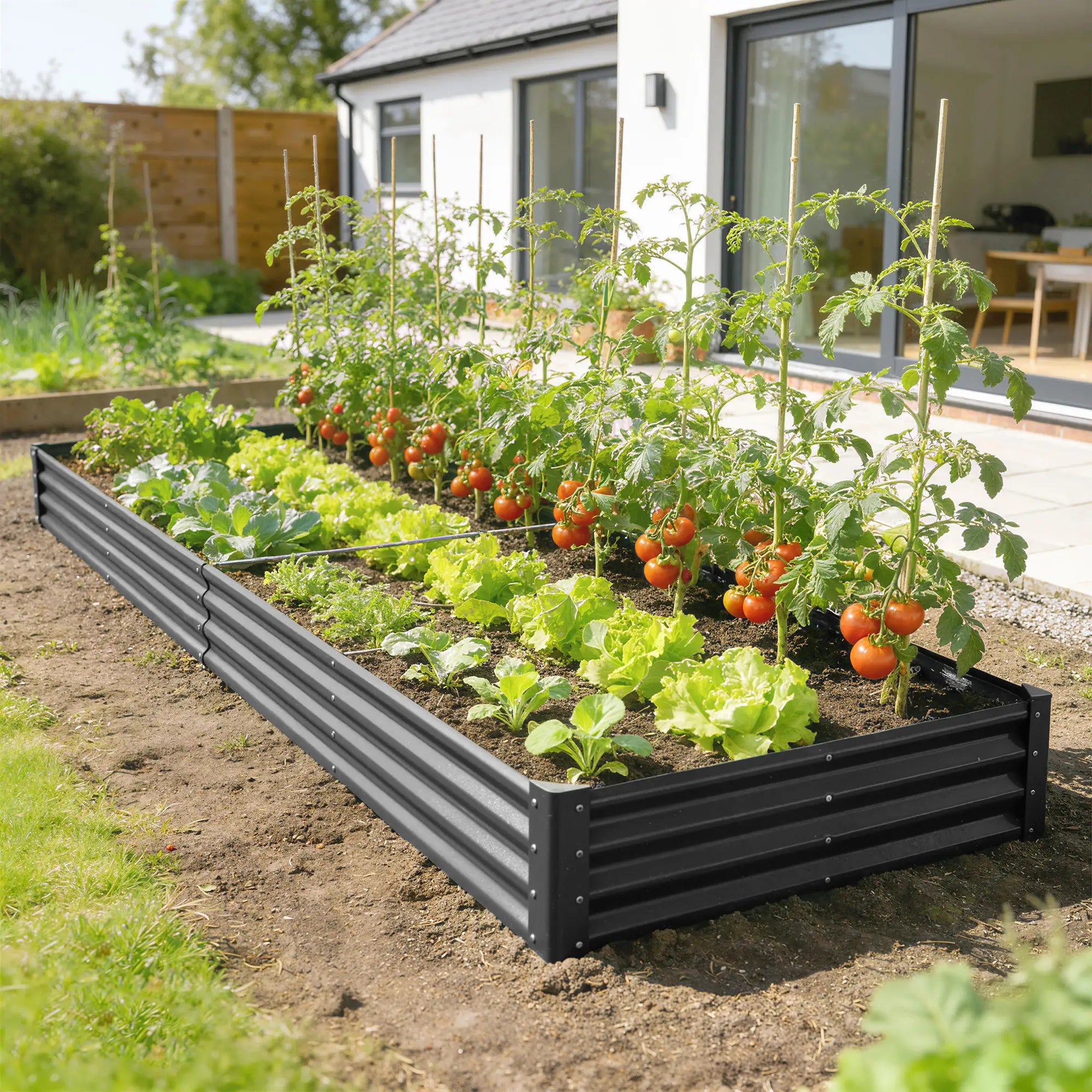 Galvanized Raised Garden Bed, 12 x 4 x 1ft, Reinforced Planter Box, Dark Grey Galvanized Planter Boxes at Gallery Canada