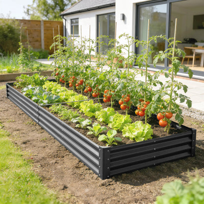 Galvanized Raised Garden Bed, 12 x 4 x 1ft, Reinforced Planter Box, Dark Grey Galvanized Planter Boxes at Gallery Canada