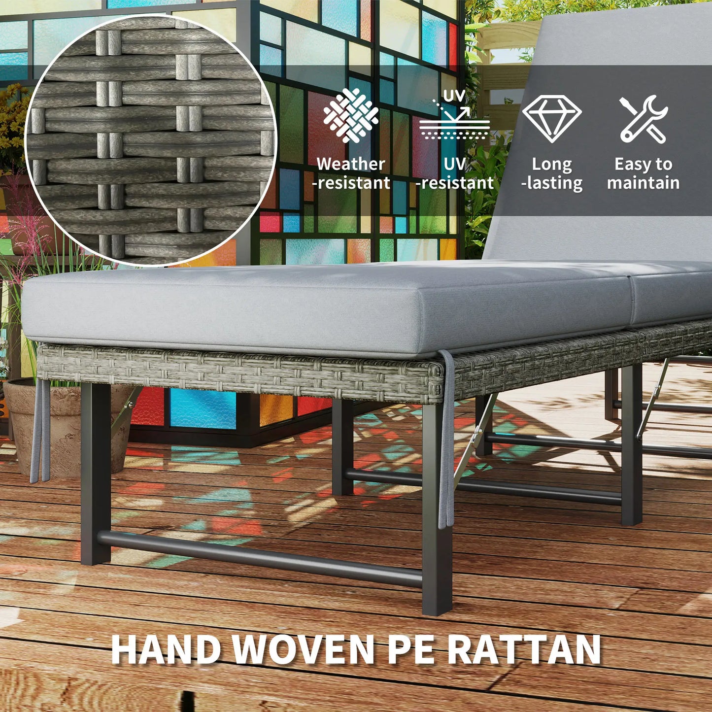 Folding Outdoor Lounge Chair, Wicker Chaise With Cushion, Grey Wicker Chaise Loungers at Gallery Canada