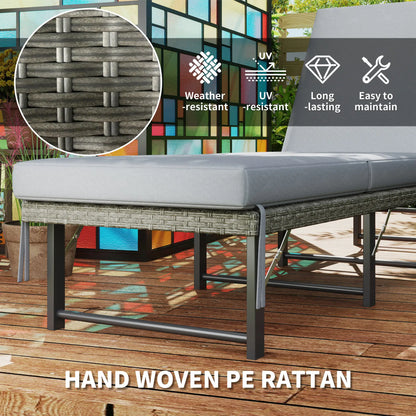 Folding Outdoor Lounge Chair, Wicker Chaise With Cushion, Grey Wicker Chaise Loungers at Gallery Canada