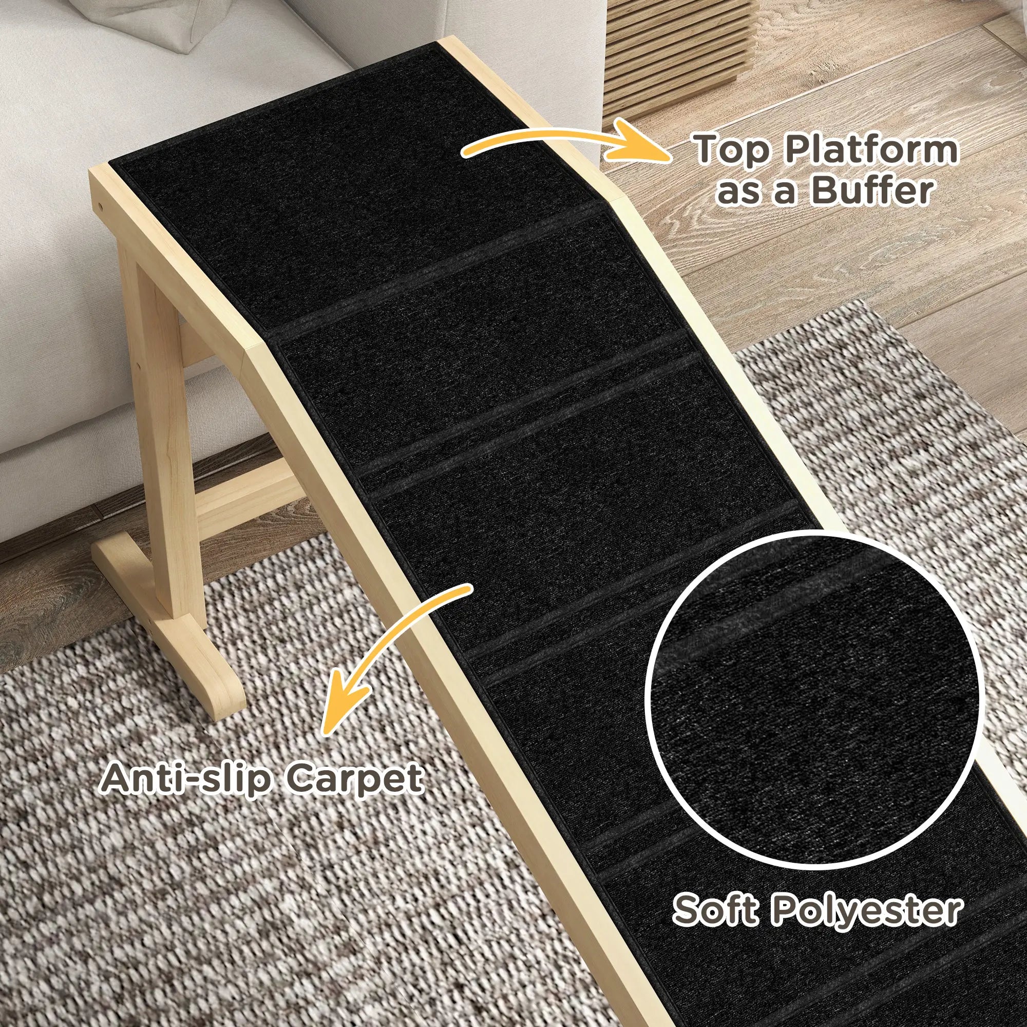 Pet Ramp Bed Steps, Non-Slip Carpet, 74