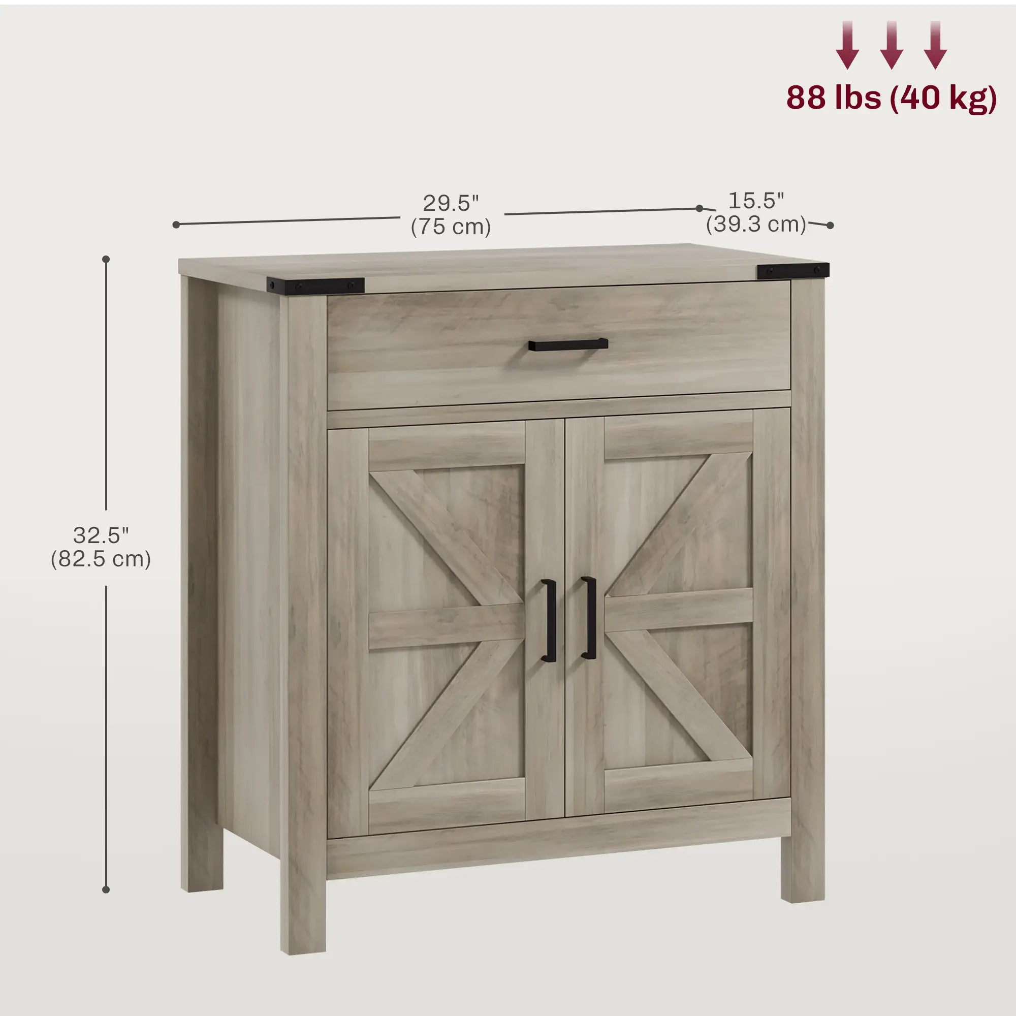 Farmhouse Buffet Cabinet, 1 Drawer, Storage Cabinet, Adjustable Shelf, Grey Bar Cabinets at Gallery Canada