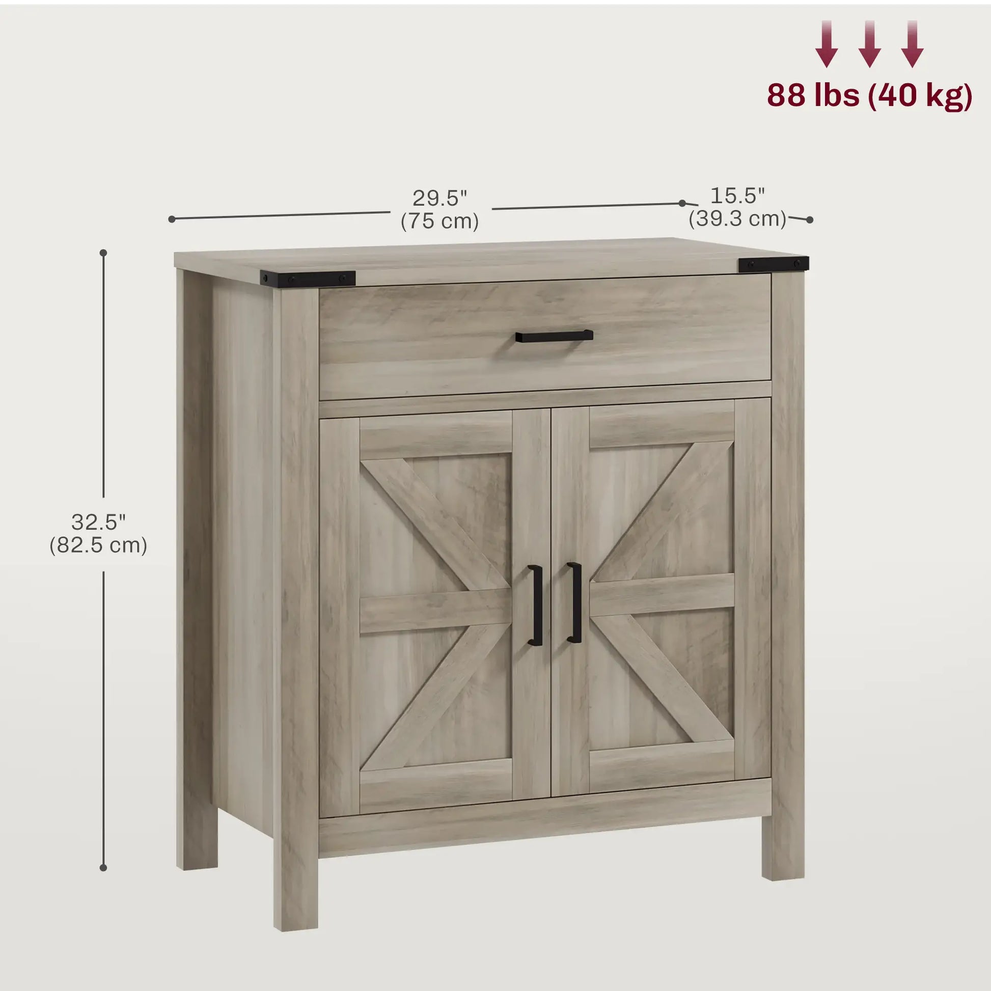 Farmhouse Buffet Cabinet, 1 Drawer, Storage Cabinet, Adjustable Shelf, Grey Bar Cabinets at Gallery Canada