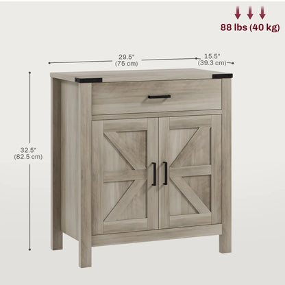 Farmhouse Buffet Cabinet, 1 Drawer, Storage Cabinet, Adjustable Shelf, Grey Bar Cabinets at Gallery Canada