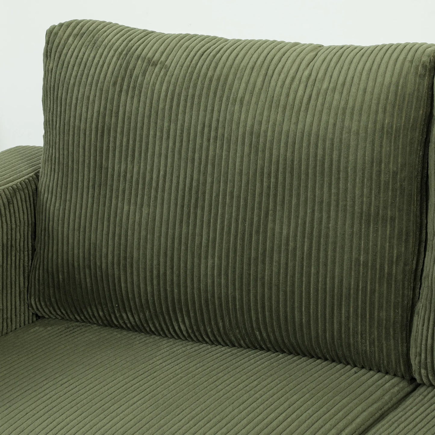 Canapé en velours côtelé 3 places, coussin à ressorts à assise profonde, vert