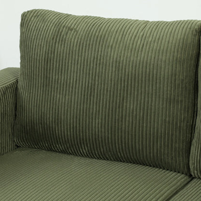 Canapé en velours côtelé 3 places, coussin à ressorts à assise profonde, vert