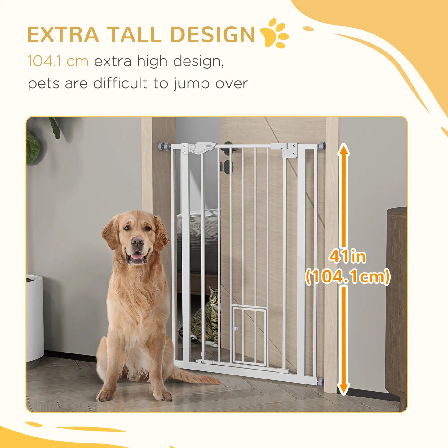 41" Easy Open Indoor Dog Gate, White Houses, Kennels & Pens at Gallery Canada