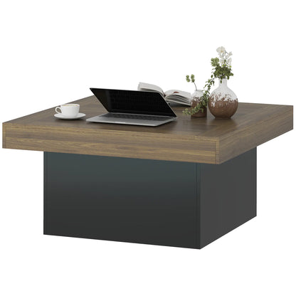 Square Coffee Table with LED Lights, 35-inch, Walnut Coffee Tables Walnut, Black at Gallery Canada