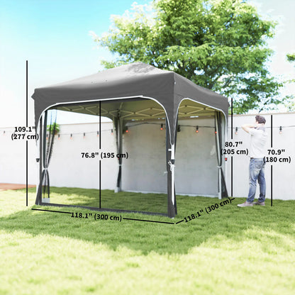 10 x 10 ft Pop Up Canopy Tent With Mosquito Netting, UPF 50+, Dark Grey Pop Up Canopies at Gallery Canada