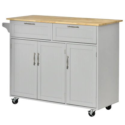 Rolling Kitchen Island, Cart with 2 Drawers, 3 Door Cabinets, 3-Doors, Grey Kitchen Islands & Kitchen Carts at Gallery Canada