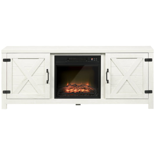 Electric Fireplace TV Stand for TV's up to 60" Flat Screen, Living Room Media Entertainment Console with Doors, Adjustable Storage Shelves, White - Gallery Canada