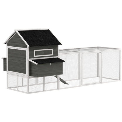 Wooden Chicken Coop With Run, Nesting Box, 137", Dark Grey Chicken Coops Dark Grey at Gallery Canada
