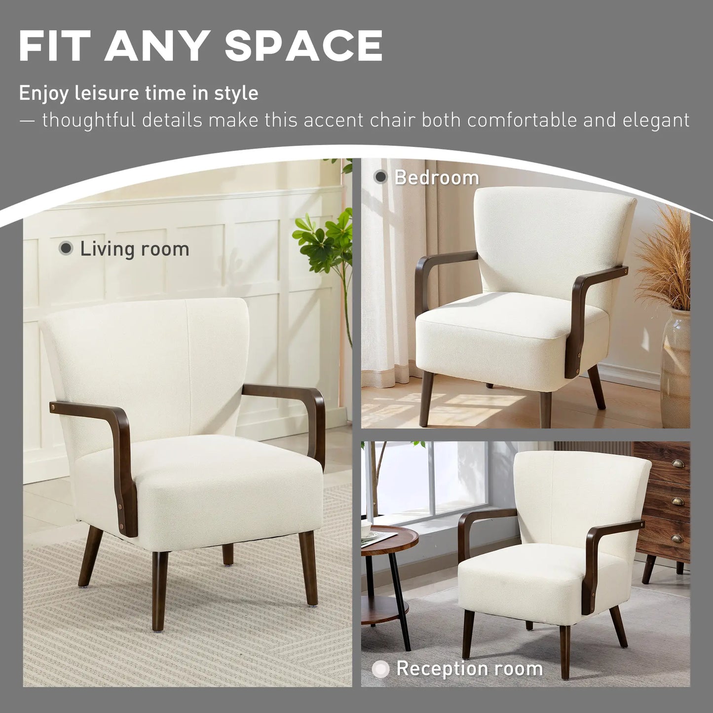 Accent Chair, Wooden Legs, Linen Fabric, Thick Padding, Cream White Accent Chairs at Gallery Canada