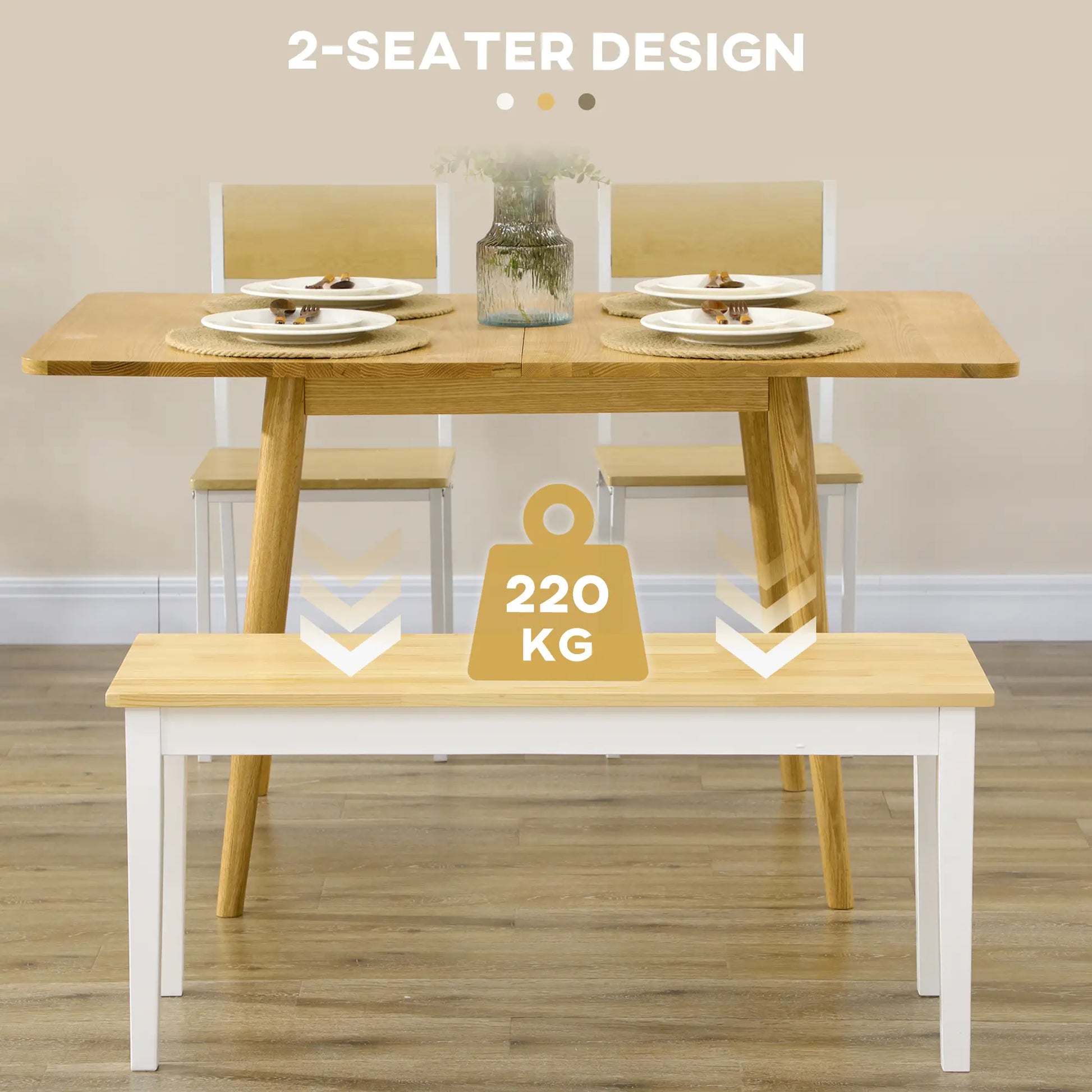 40" Wood Dining Bench, 2 Person, Natural Dining Chairs at Gallery Canada