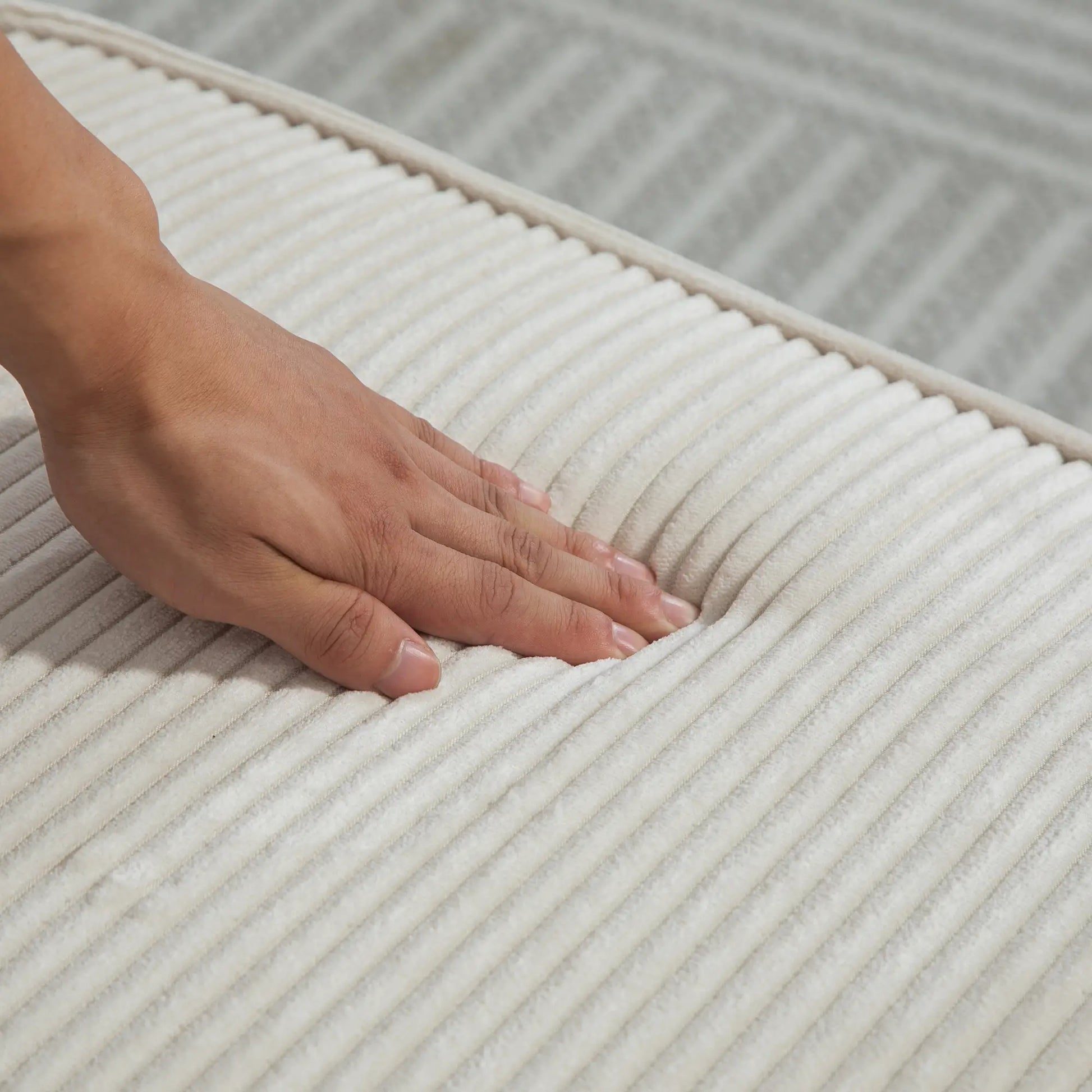 Three Seater Sofa, Fabric Couch with Spring Cushion, Cream White 3-Seater Sofas at Gallery Canada