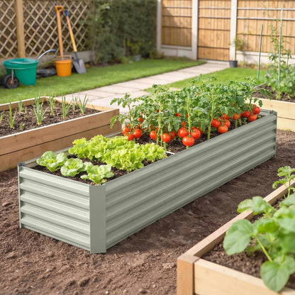 8 x 2.6 x 1.5ft Galvanized Raised Garden Bed, Outdoor Planter Box, Light Grey Galvanized Planter Boxes at Gallery Canada