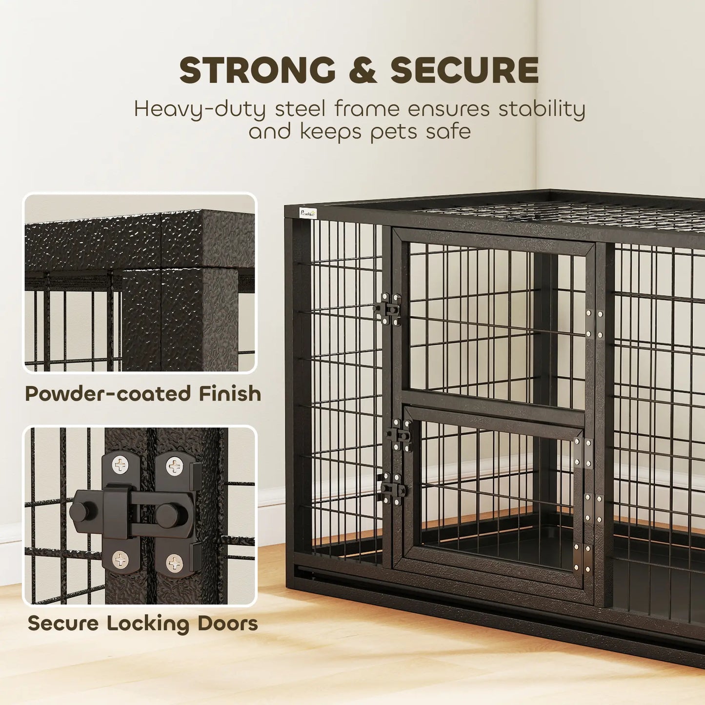 37 Inch Heavy Duty Dog Crate, Metal Kennel With Removable Tray Dog Cages & Crates at Gallery Canada
