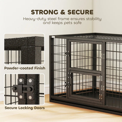 37 Inch Heavy Duty Dog Crate, Metal Kennel With Removable Tray Dog Cages & Crates at Gallery Canada