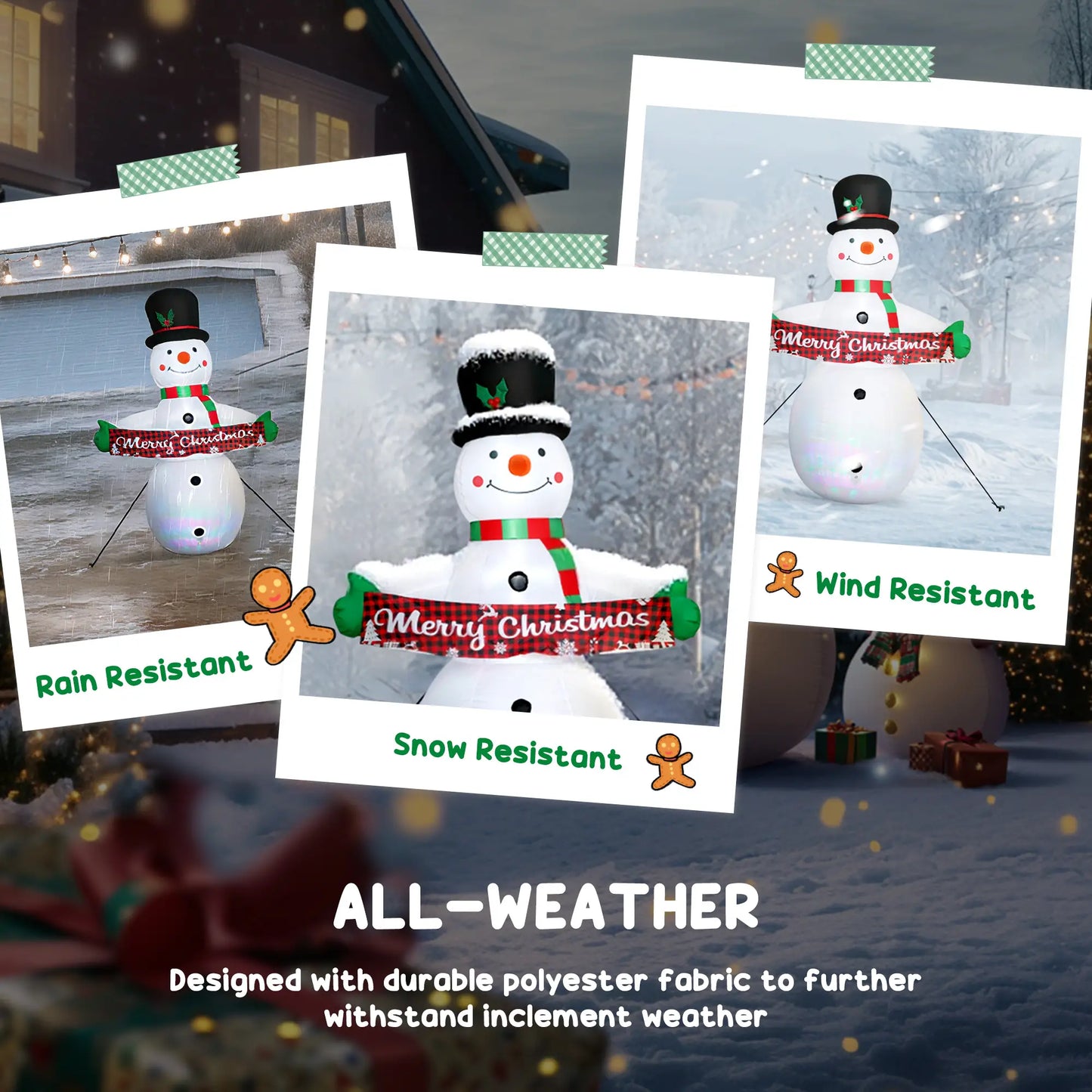 7FT Snowman Inflatable with Motion Music, LED Light Projector Christmas Inflatables at Gallery Canada