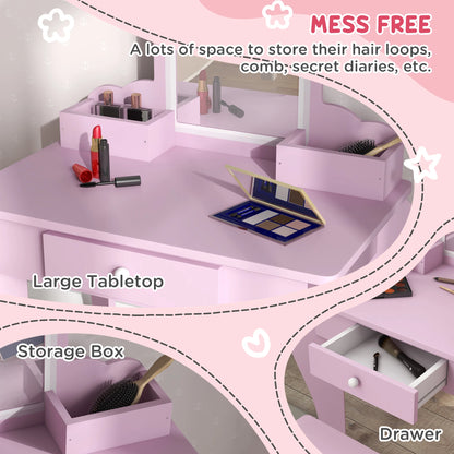 Makeup Vanity With Mirror, Stool, Cloud Design, 3-6 Years, Pink Toy Vanity at Gallery Canada
