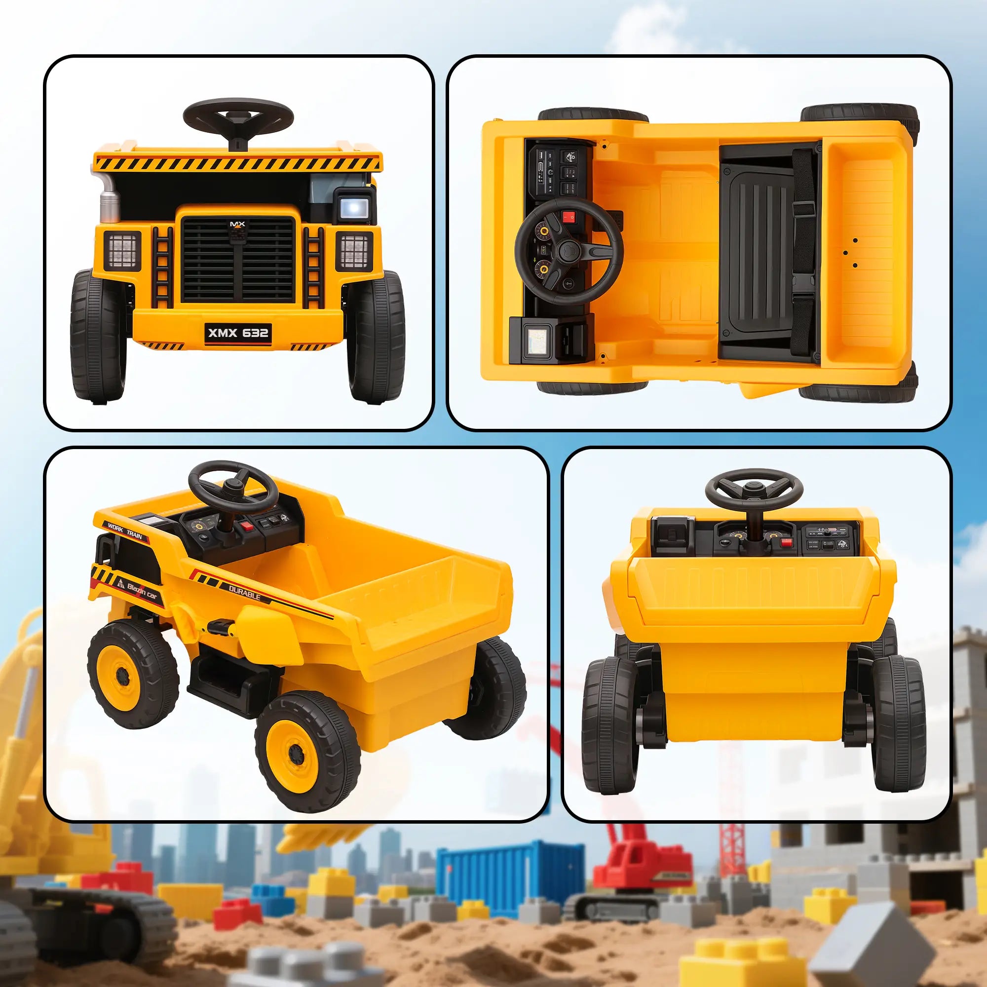 Kids Electric Car, Ride On Dump Truck, 12V, Yellow Toy Excavators at Gallery Canada
