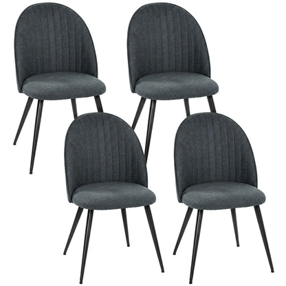 Modern Dining Chairs Set of 4, Velvet Upholstered, Steel Legs, Dark Grey Dining Chairs at Gallery Canada