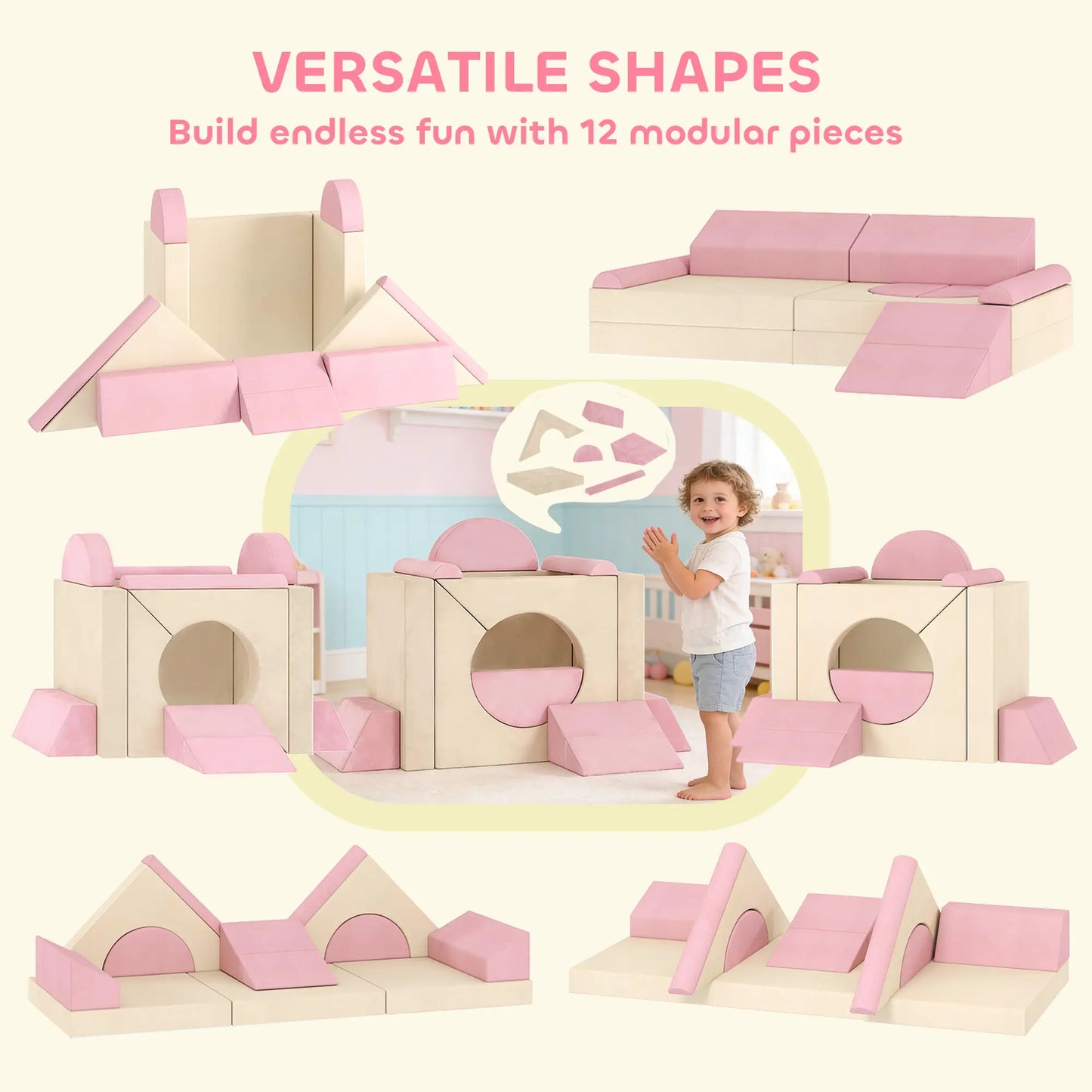 Modular Kids Play Couch, Child Sectional Sofa, Convertible Foam Cushion, Pink Kids Gym & Playmats at Gallery Canada