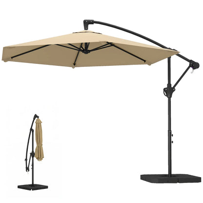 9.7 ft Offset Patio Umbrella, Water/Sand Fillable Weights, Khaki Offset Cantilever Umbrellas Khaki at Gallery Canada