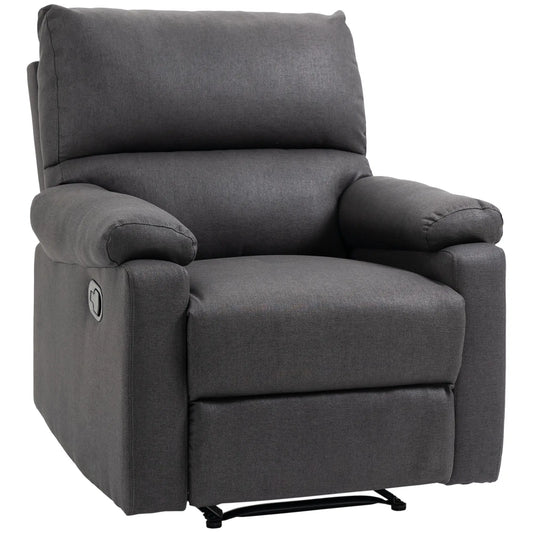 Manual Recliner Chair with Footrest, Padded Seat, Dark Grey Single Sofas Dark Grey at Gallery Canada