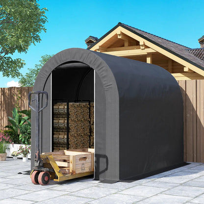 5' x 8' Outdoor Storage Shed, Heavy Duty Galvanized Steel, Black Car Shelters at Gallery Canada