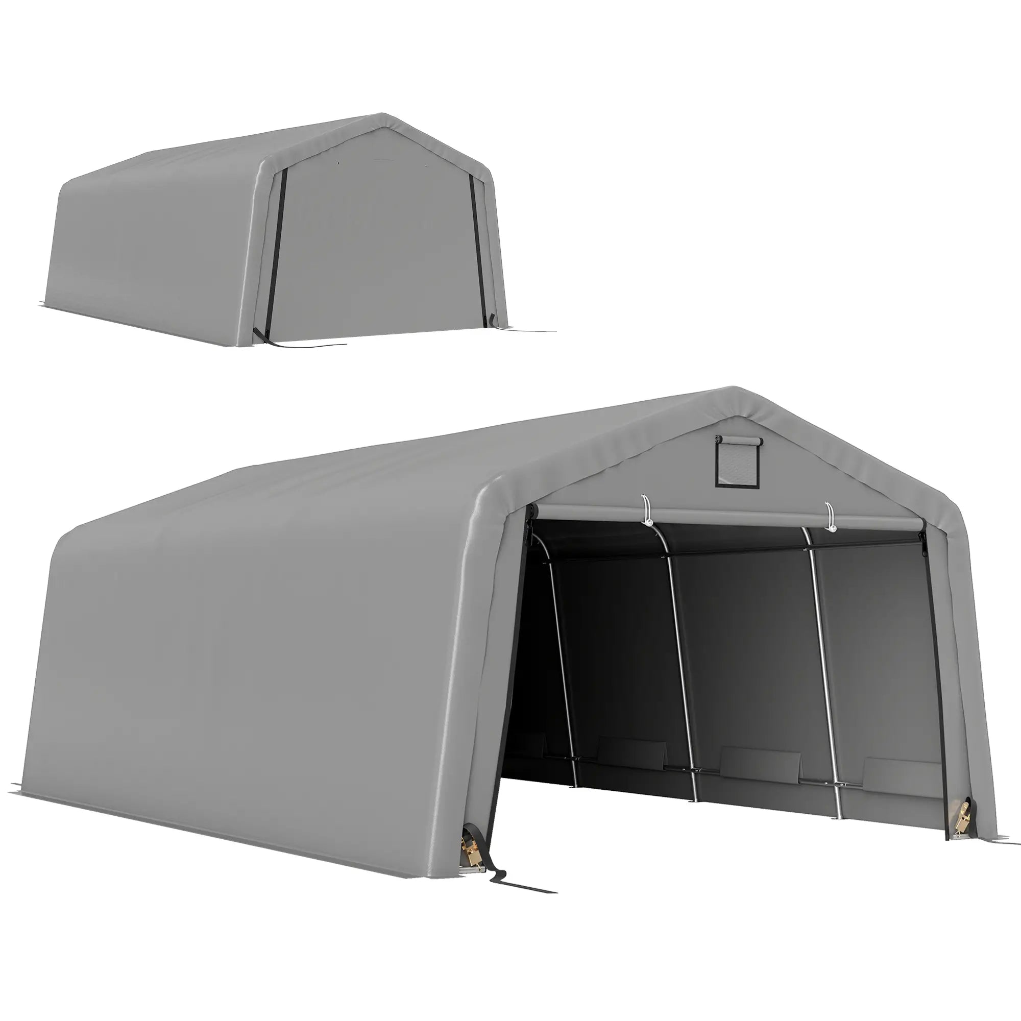 12' x 20' Portable Garage, Heavy Duty Carport Canopy, Light Grey Car Shelters at Gallery Canada