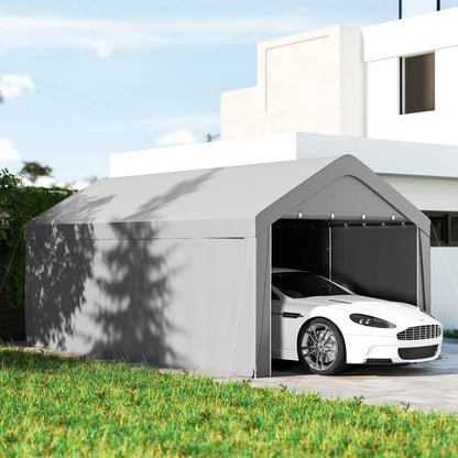 10 x 20 ft Portable Garage, 2 Roll-Up Doors, Removable Sidewalls, Light Grey Car Shelters at Gallery Canada
