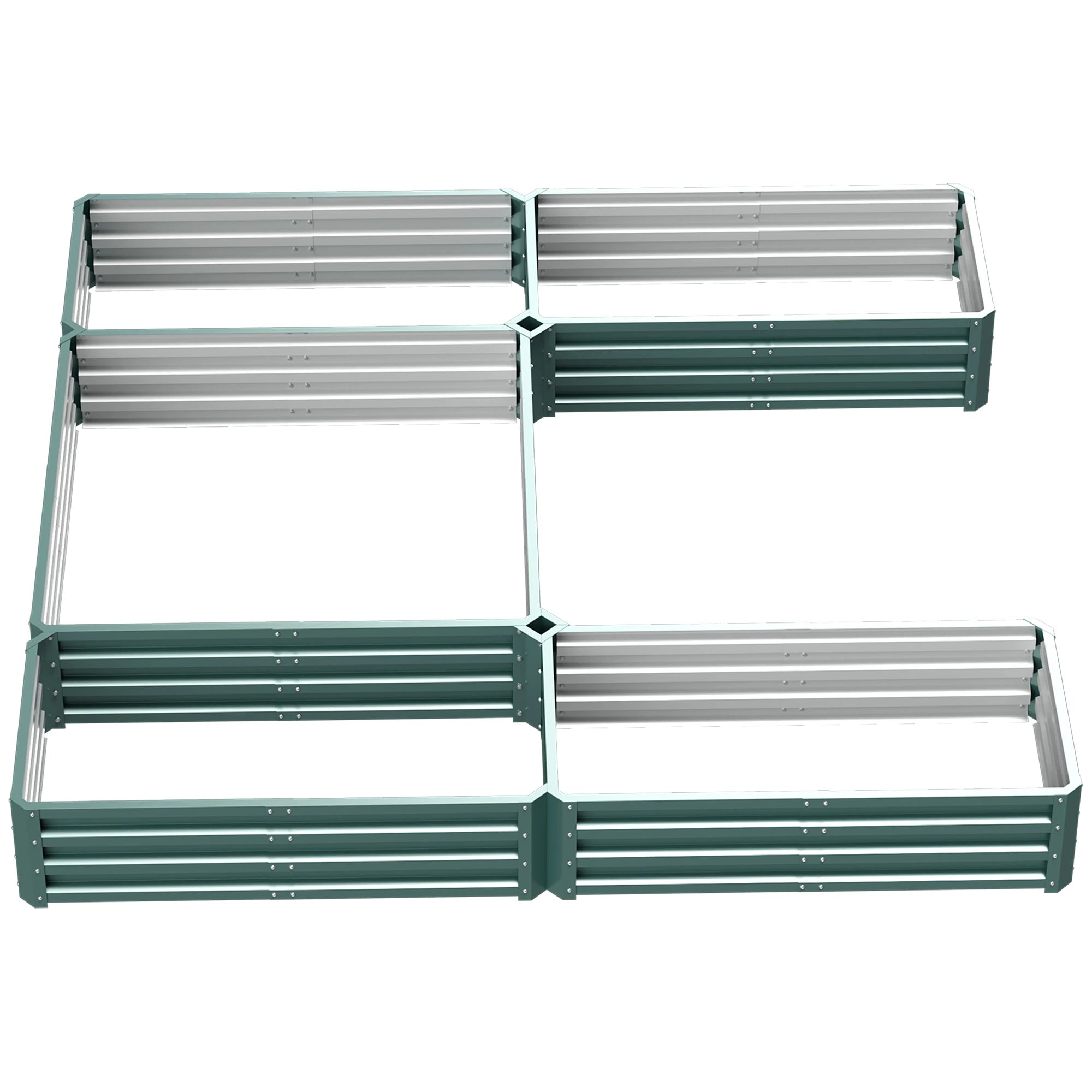 Steel Raised Garden Bed, Set of 5, 8x8x1ft, Green Galvanized Planter Boxes at Gallery Canada