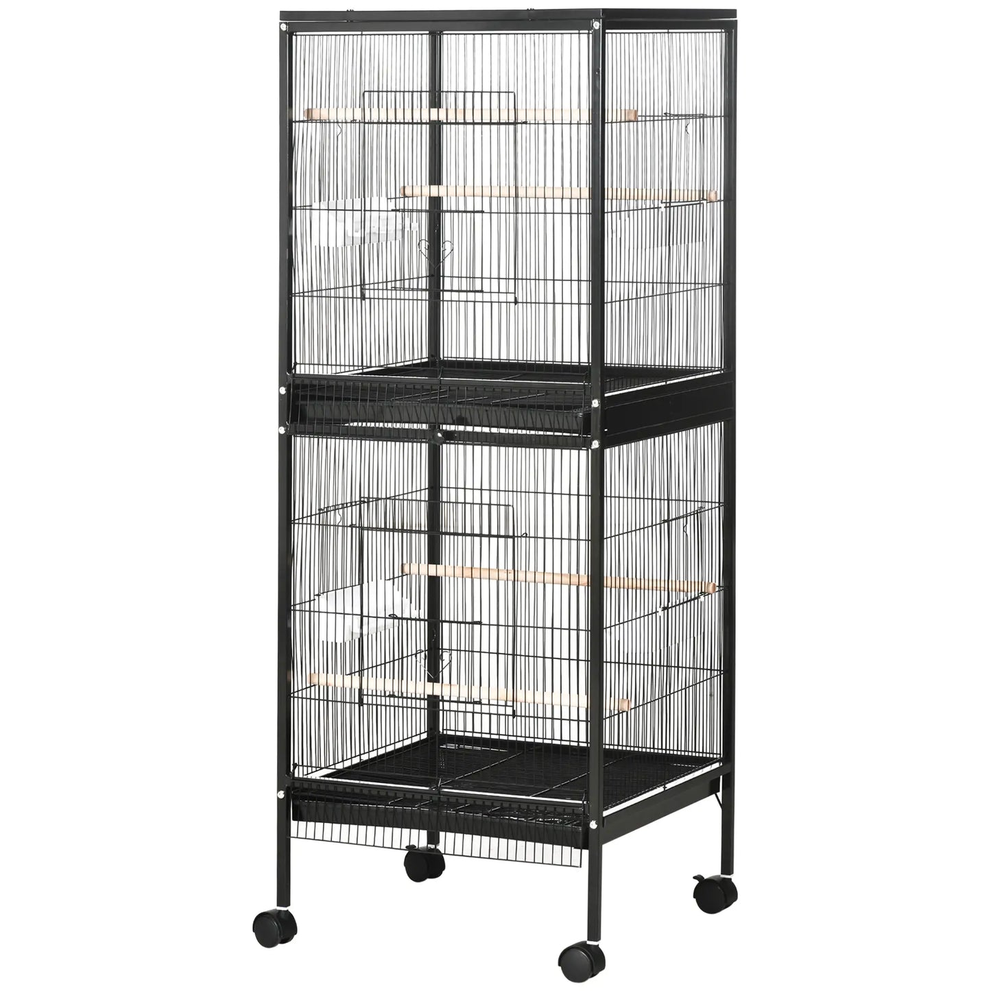 55.1" 2 In 1 Bird Cage Aviary, Parakeet House, Black Bird Cages at Gallery Canada