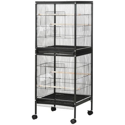 55.1" 2 In 1 Bird Cage Aviary, Parakeet House, Black Bird Cages at Gallery Canada