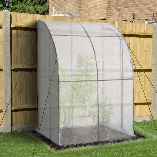 5' x 4' x 7' Outdoor Lean-to Walk-in Garden Greenhouse with Roll-Up Door Hot House for Plants Herbs Vegetables White - Gallery Canada