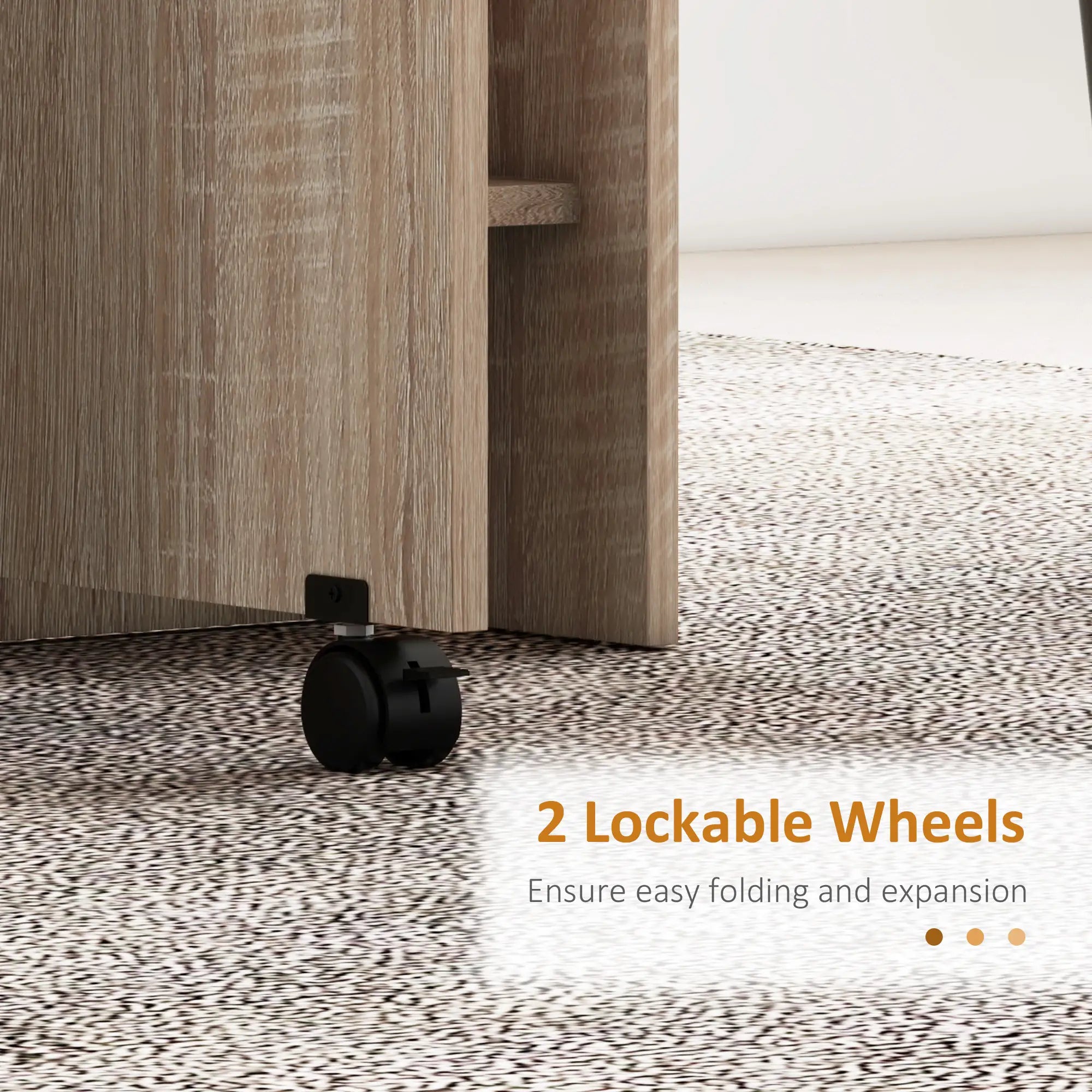 Extendable Dining Table, Collapsible w/ 2-Tier Shelves, Rolling Casters, Nature Wood Dining Tables at Gallery Canada