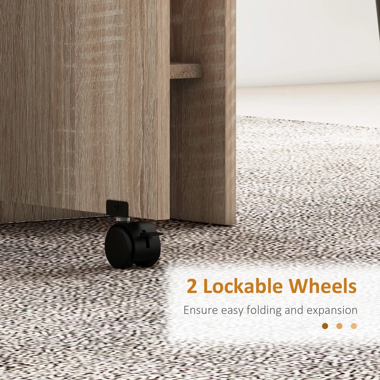 Extendable Dining Table, Collapsible w/ 2-Tier Shelves, Rolling Casters, Nature Wood Dining Tables at Gallery Canada