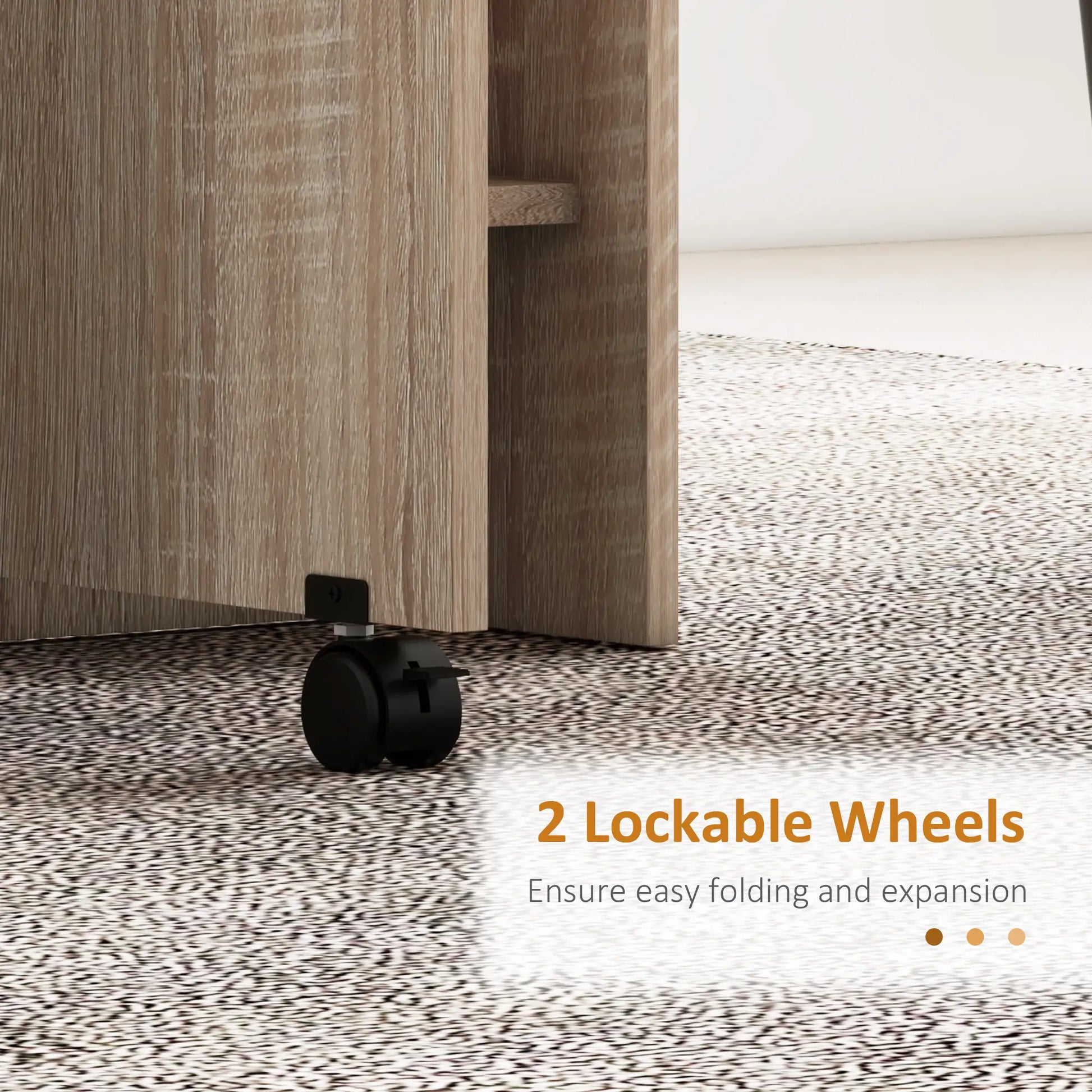 Extendable Dining Table, Collapsible w/ 2-Tier Shelves, Rolling Casters, Nature Wood Dining Tables at Gallery Canada