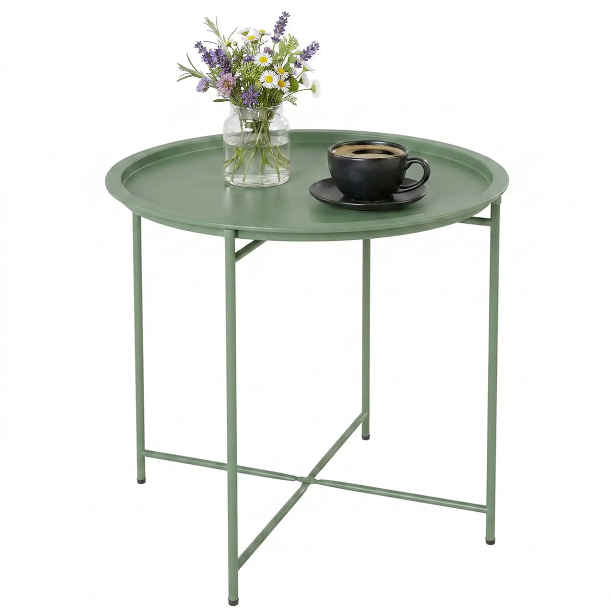 18" Outdoor Side Table, Removable Tray, Folding Legs, Green Patio Side Tables at Gallery Canada