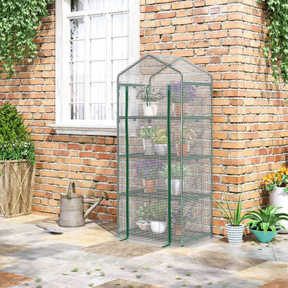 28" x 20" x 63" Portable Greenhouse, 4 Tier Shelves, Steel Frame, PE Cover, White Walk In Greenhouses at Gallery Canada