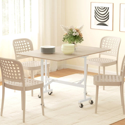 6-Seater Drop-Leaf Dining Table With Wheels, Oak