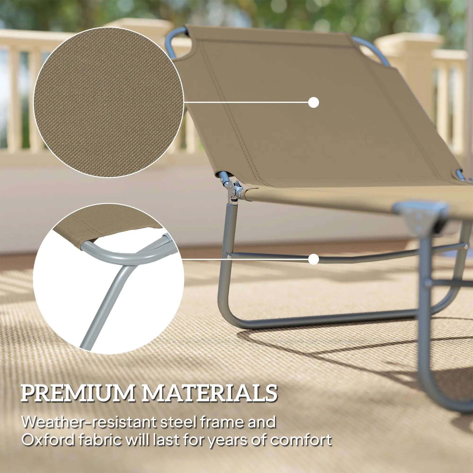 Folding Outdoor Lounge Chair, Reclining Tanning Chair, Brown Lounger Chairs at Gallery Canada