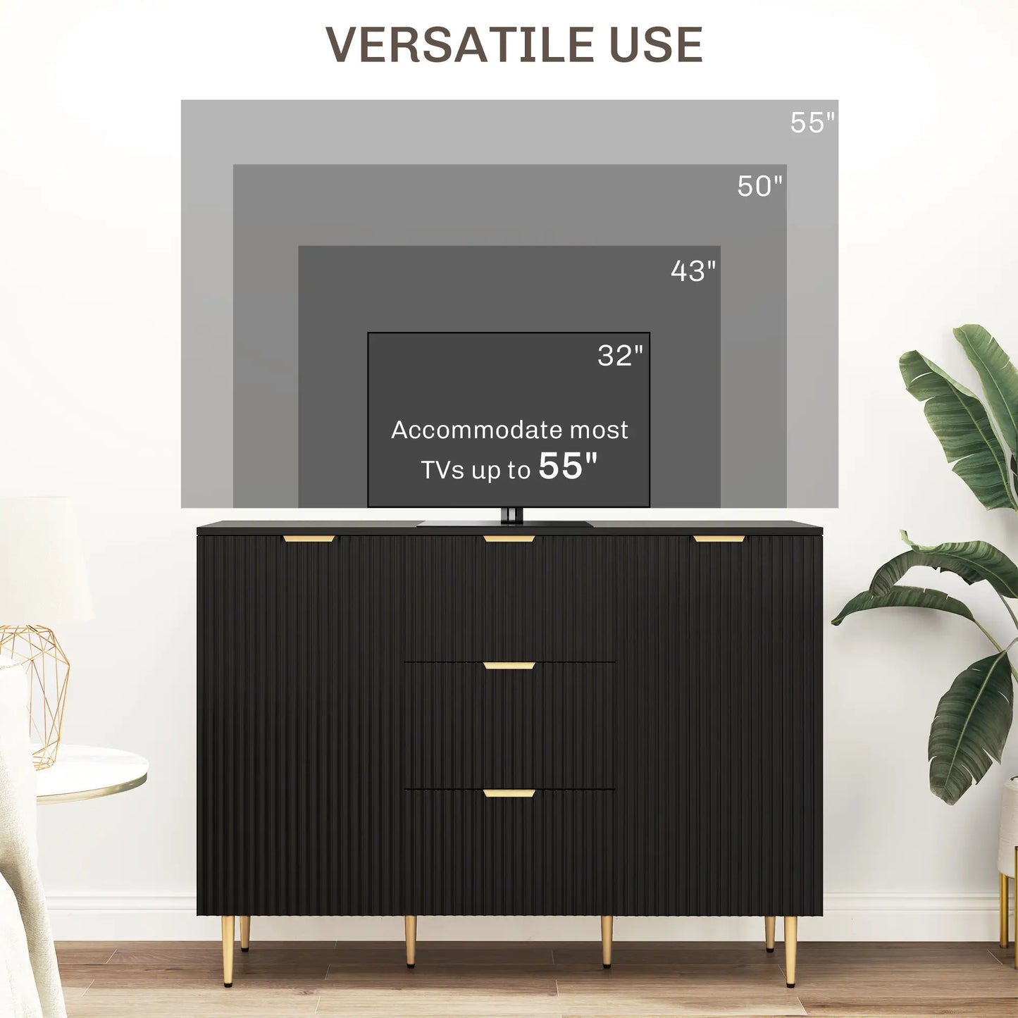 Modern Kitchen Storage Cabinet, 3 Drawers, Adjustable Shelves, Black Bar Cabinets at Gallery Canada